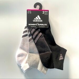Adidas women’s low cut socks 3 pairs size 5-10 black gray white